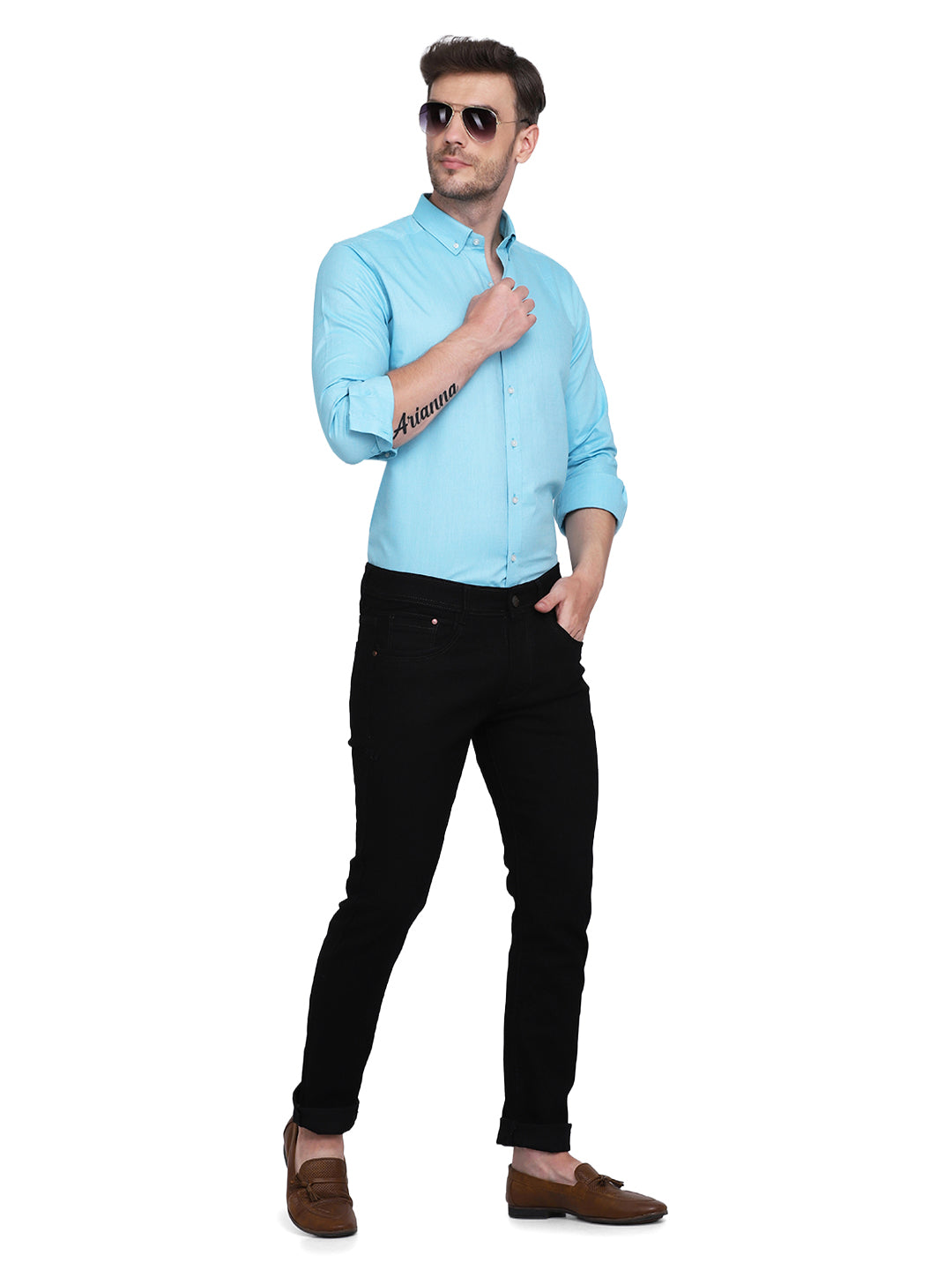 Cotton oxford formal Aqua Shirt