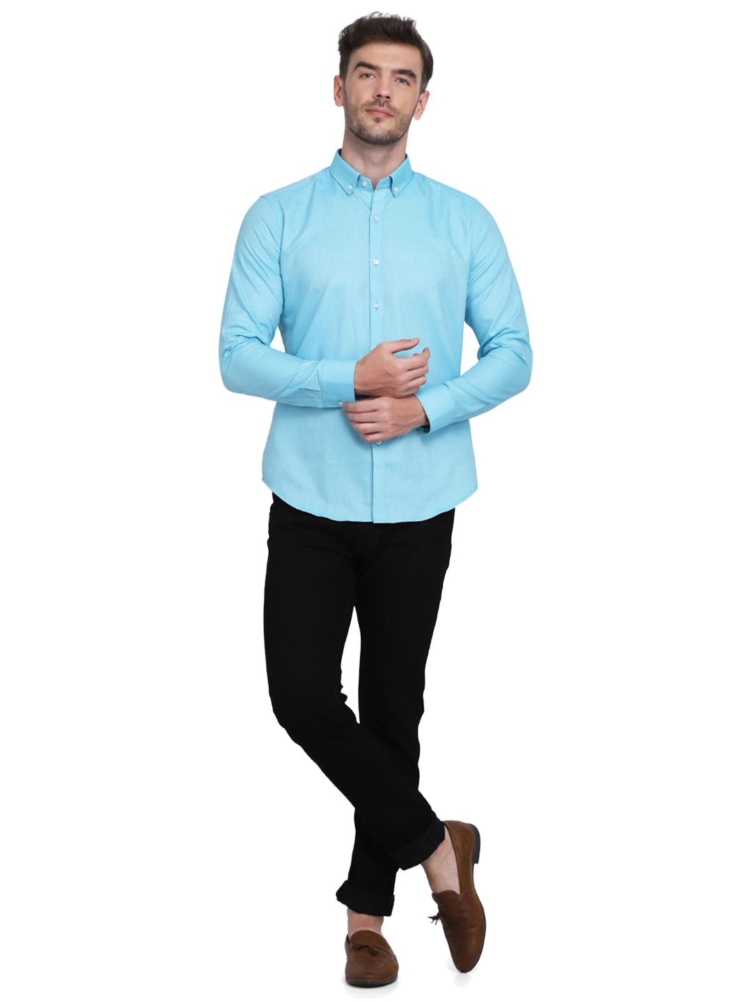 Cotton oxford formal Aqua Shirt