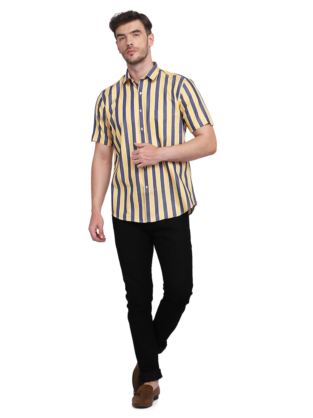 Blue & yellow wider Stripe shirt