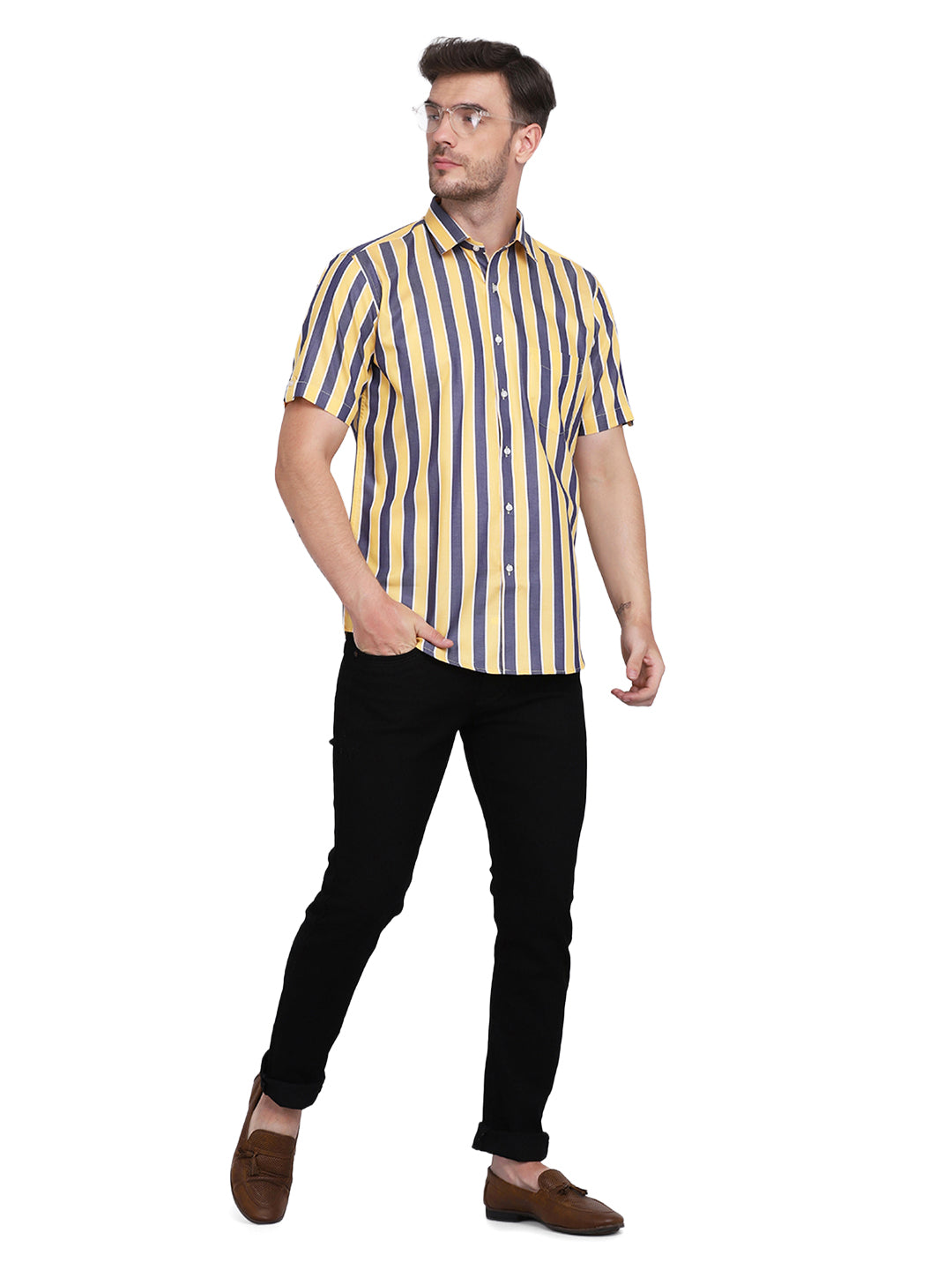 Blue & yellow wider Stripe shirt