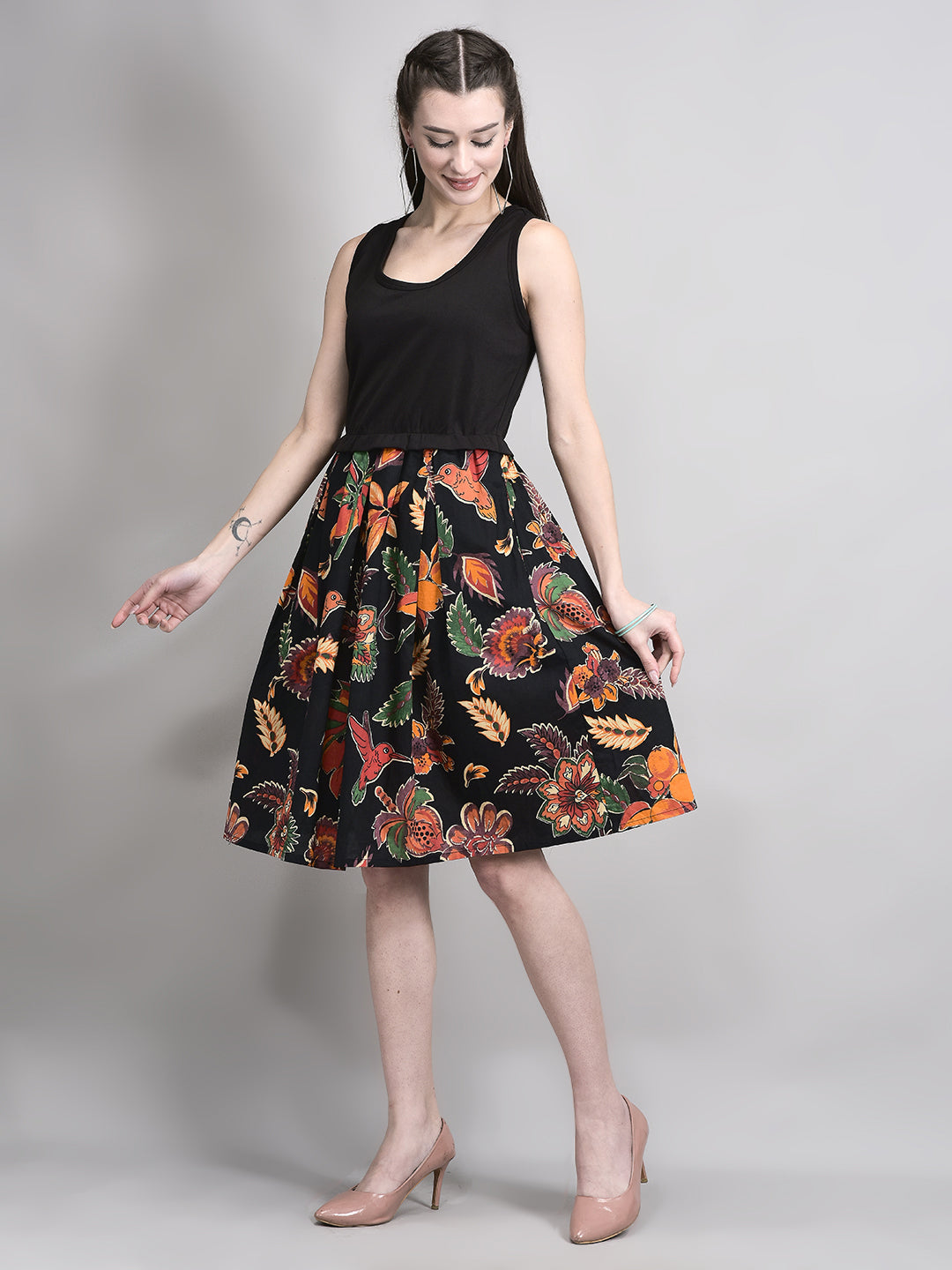 Timeless Black Bodycon Floral Dress