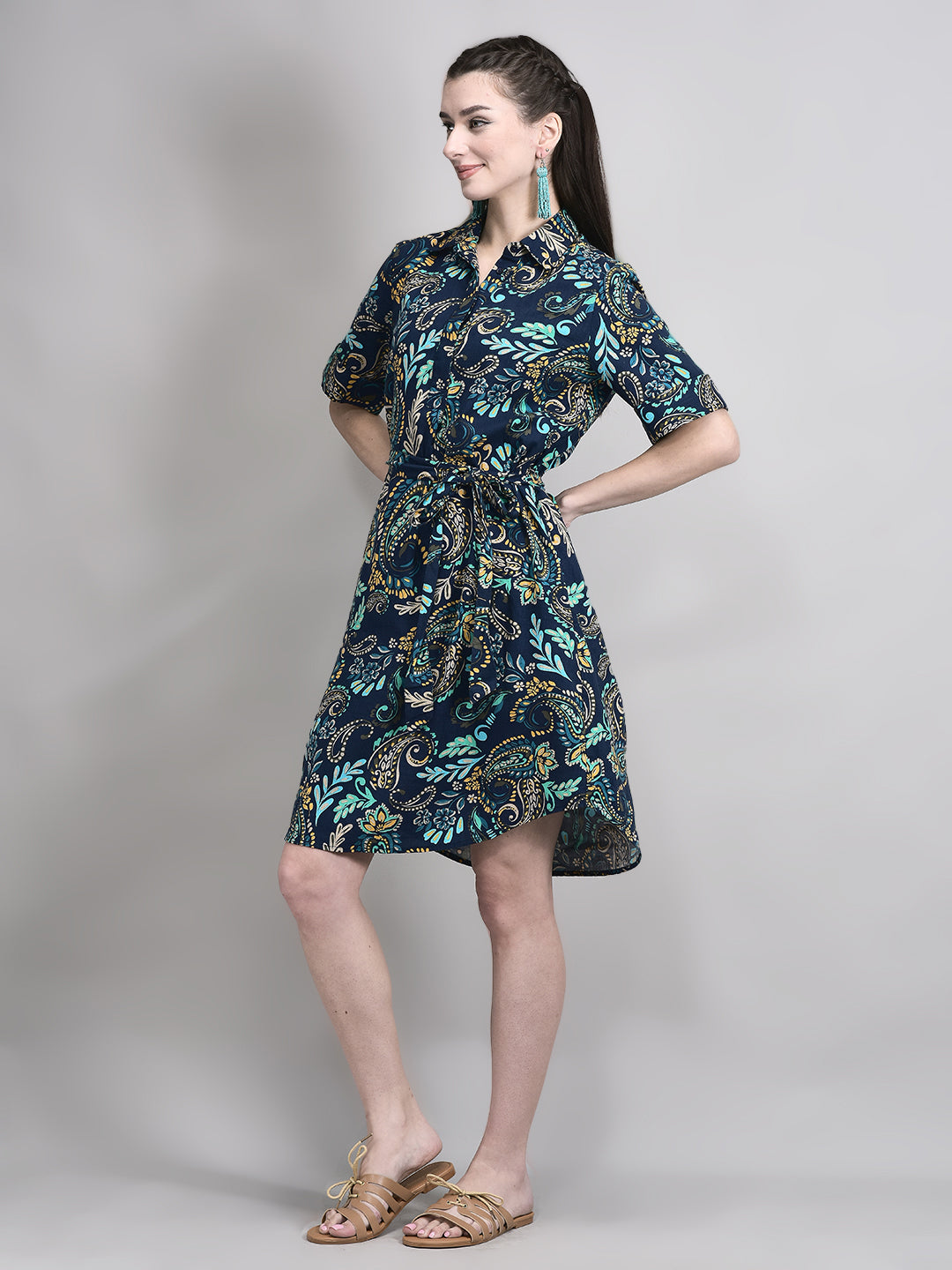 Classic Blue Paisley Shift Dress