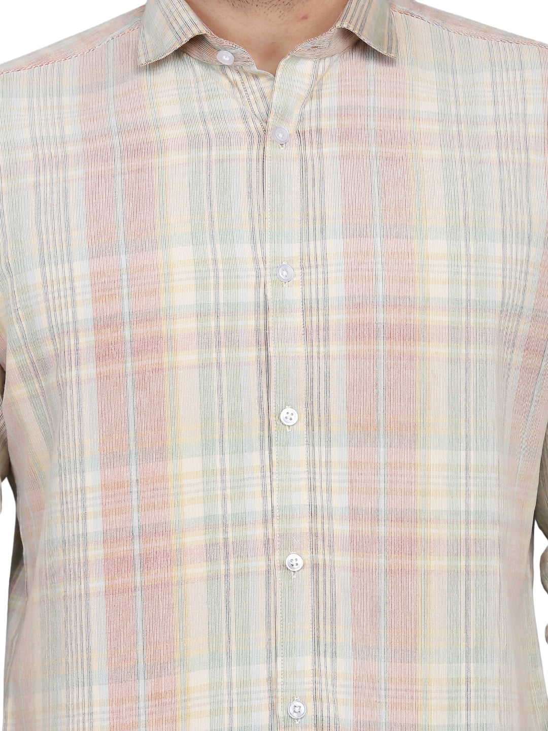 Men Maroon & beige regular fit Corduroy Checkered Casual Shirt
