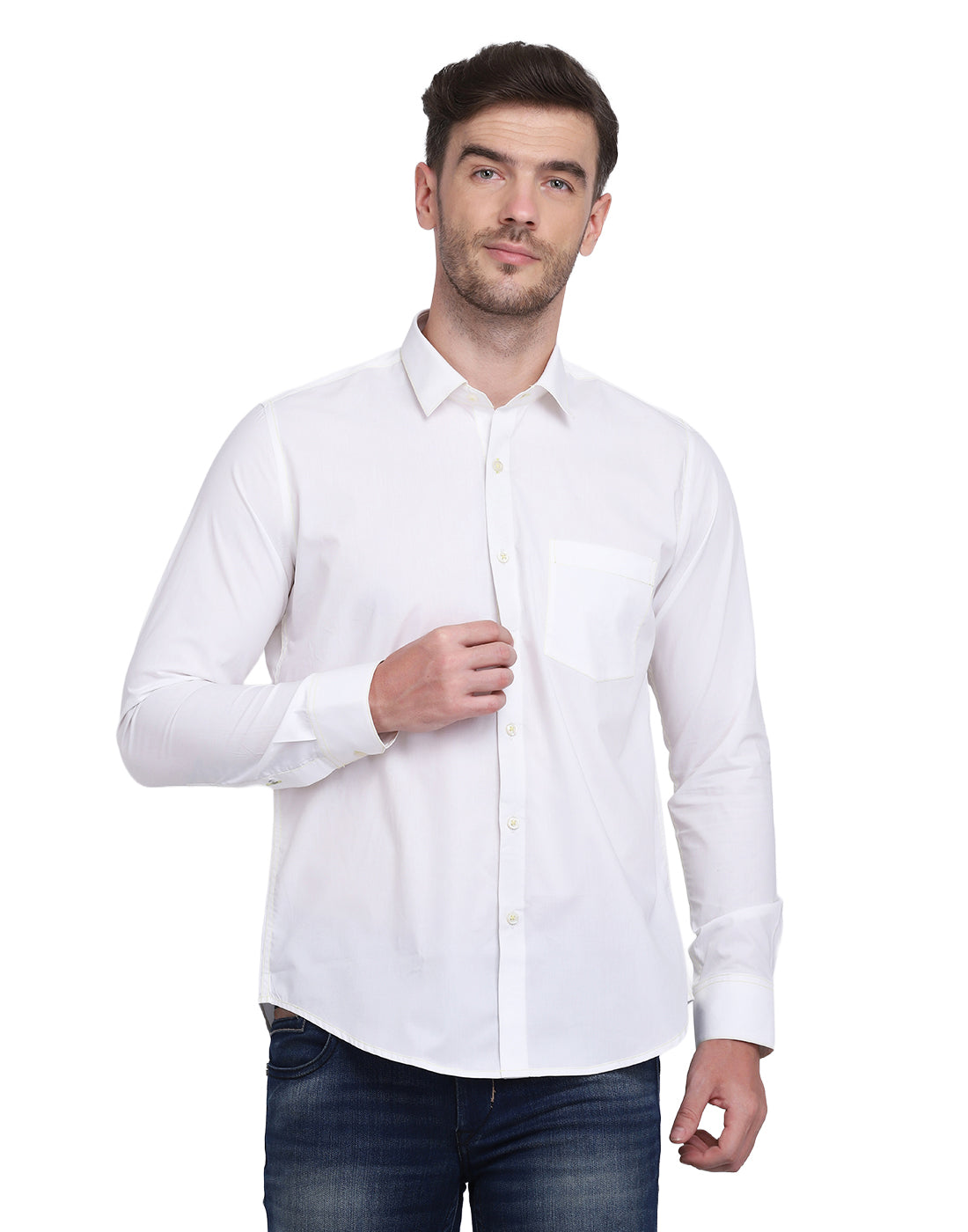 Neon green Contrast Stitching detailed men's shirt