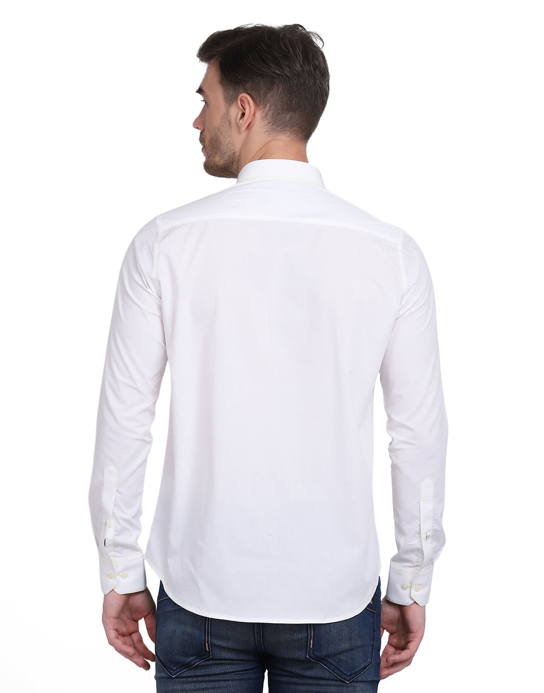 Neon green Contrast Stitching detailed men's shirt