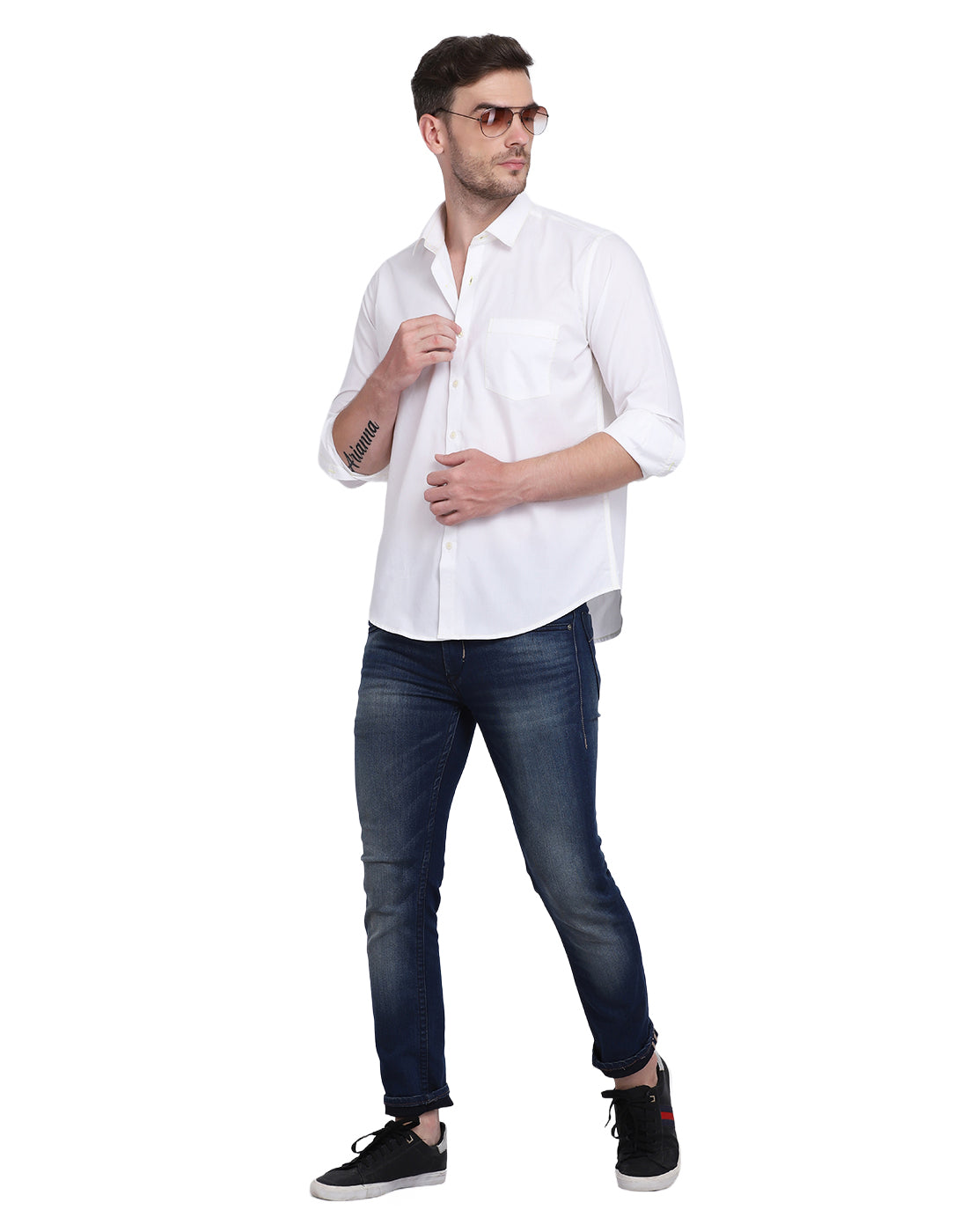 Neon green Contrast Stitching detailed men's shirt