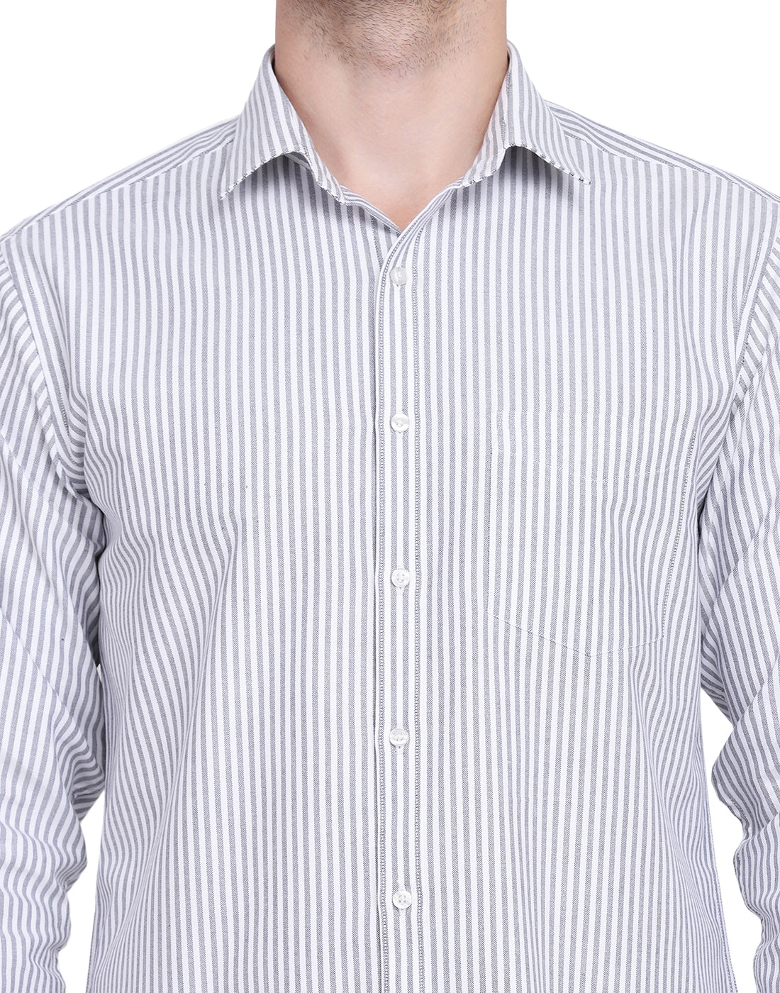 Cotton oxford Casual black & white striped Shirt
