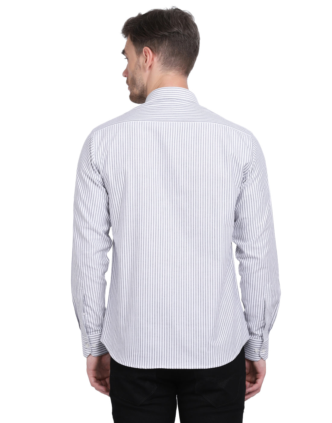 Cotton oxford Casual black & white striped Shirt