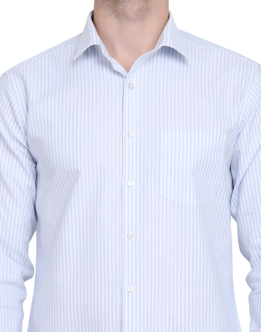 Cotton oxford Casual blue & white striped Shirt