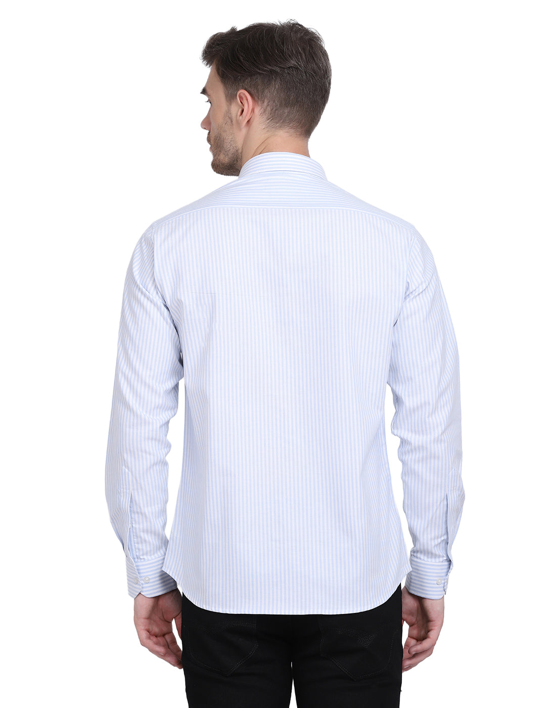 Cotton oxford Casual blue & white striped Shirt