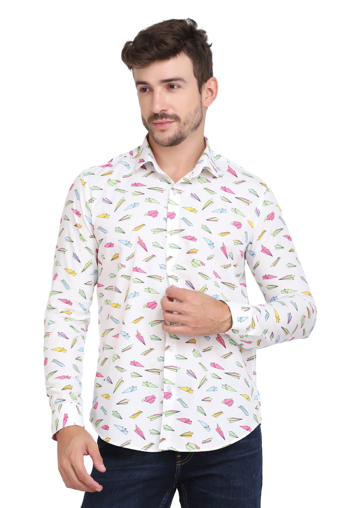 conversational airplane print men’s Shirt