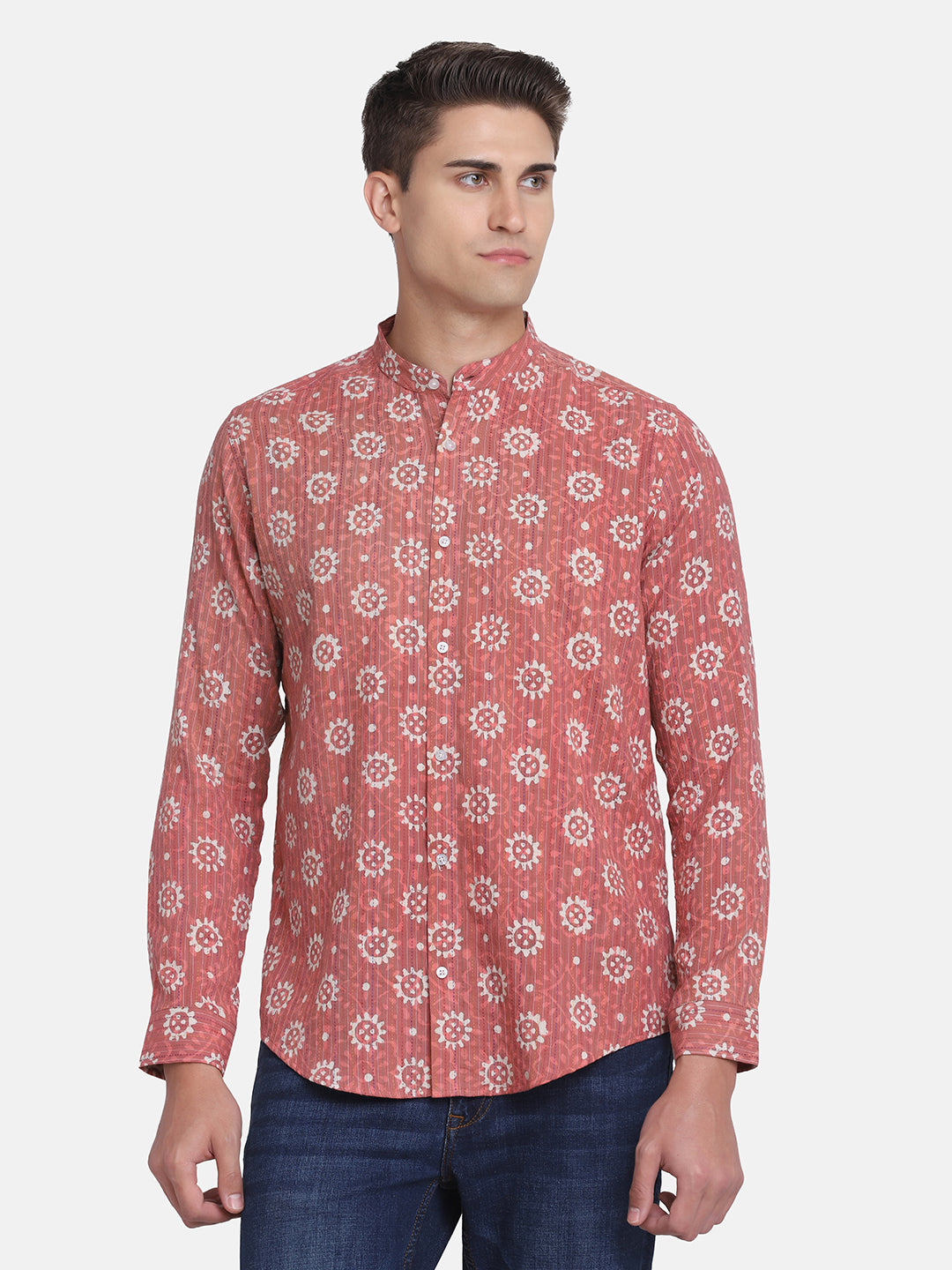 Ethnic Drops Stripes Print Shirt