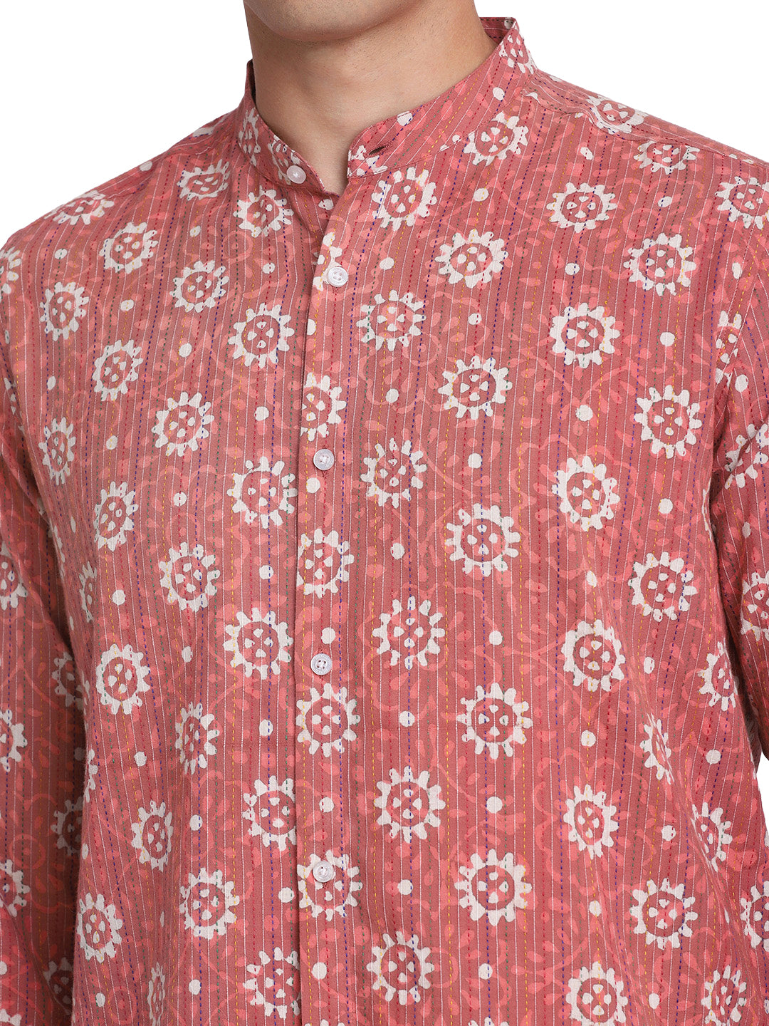 Ethnic Drops Stripes Print Shirt