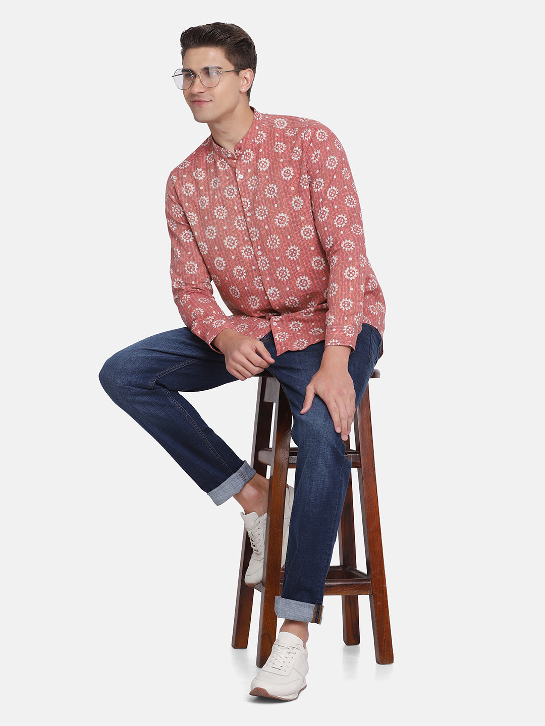 Ethnic Drops Stripes Print Shirt