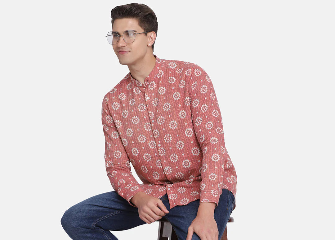 Ethnic Drops Stripes Print Shirt