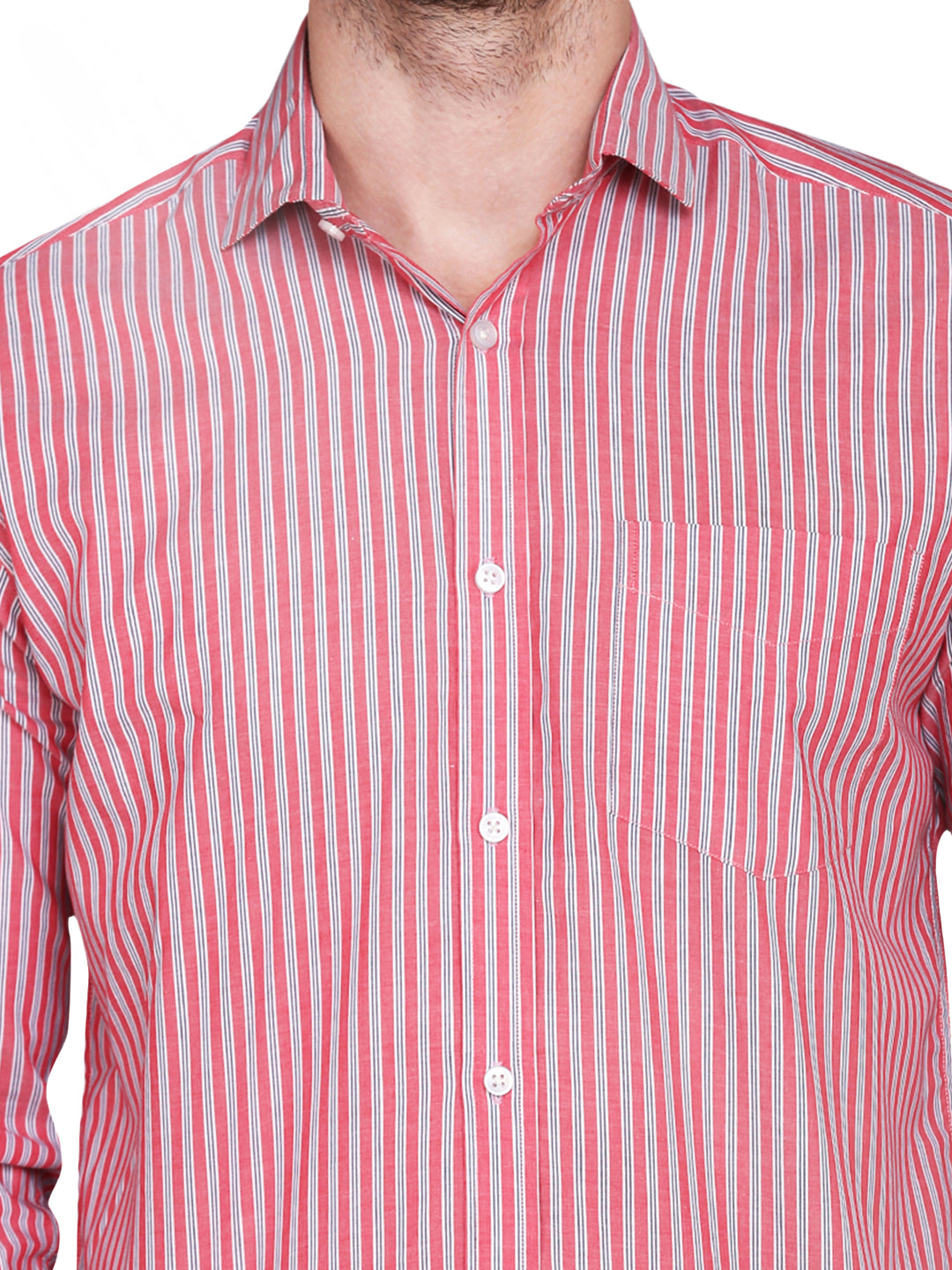 Men’s Red & Blue Striped regular Fit Casual Shirt
