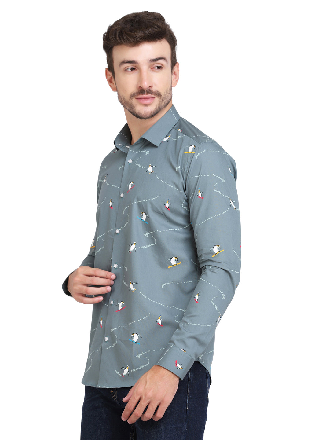 conversational penguin print men’s Shirt