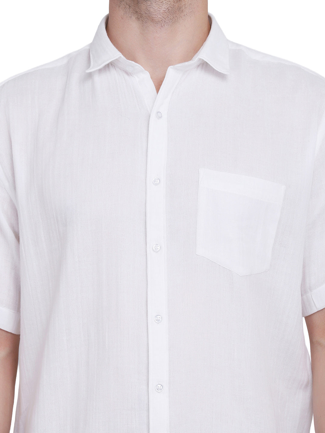 Double Cloth Crinkled Cotton men's Half Sleeves shirt