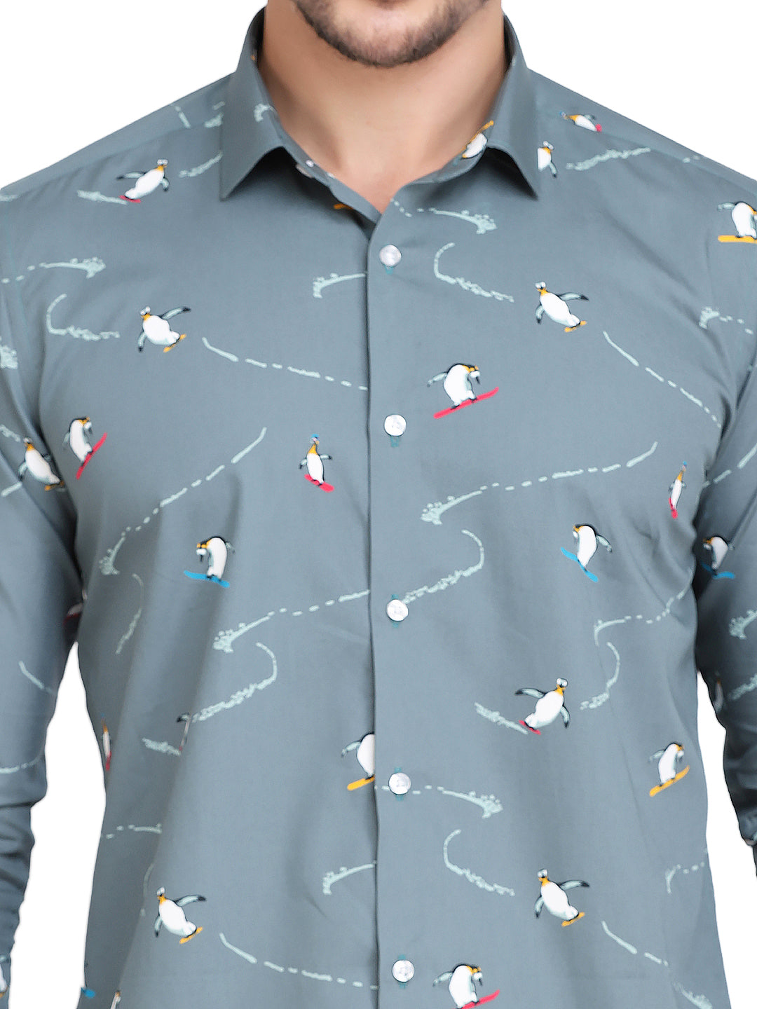 conversational penguin print men’s Shirt