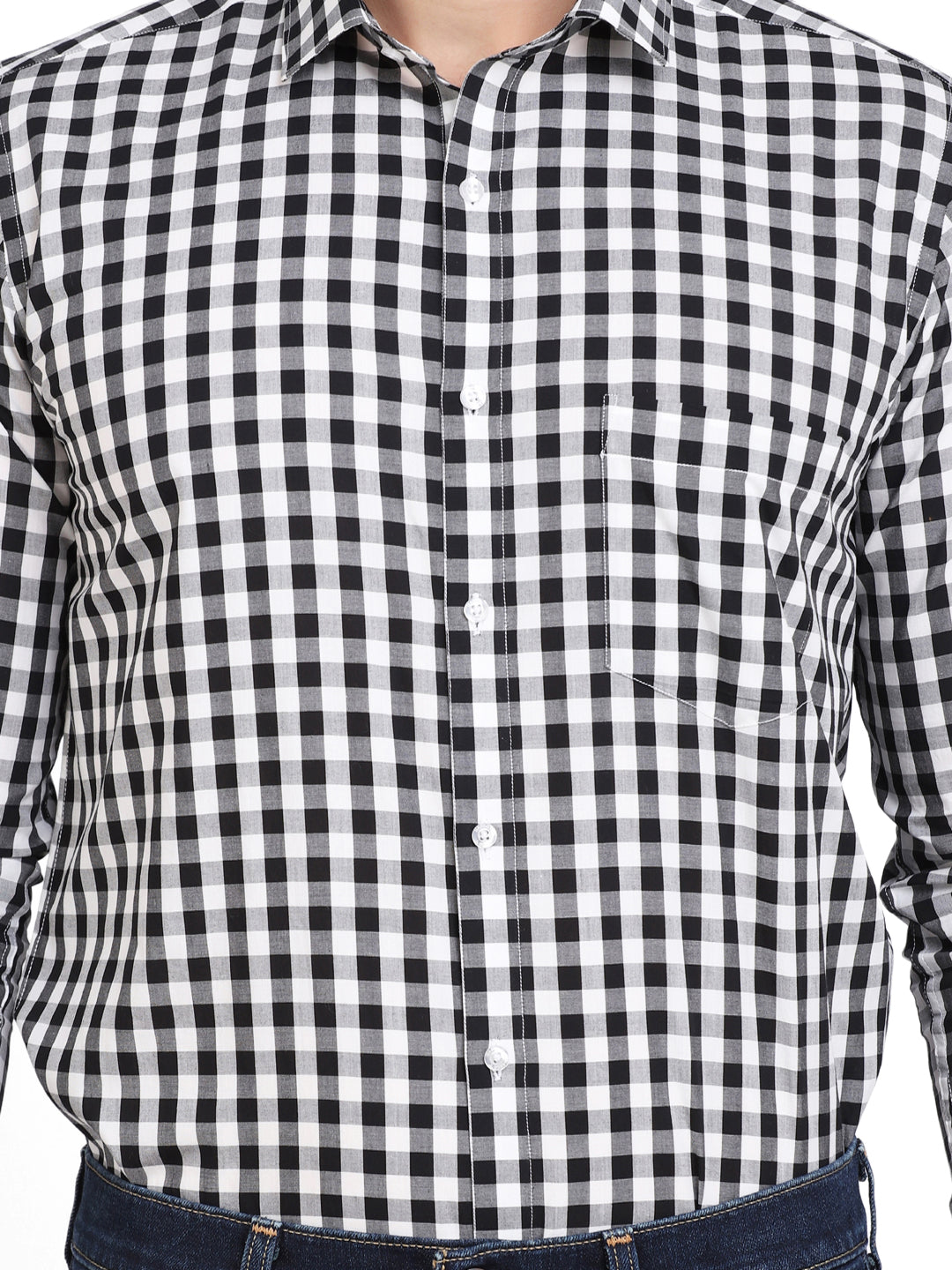 Black & White Mini Checkered Cotton Shirt