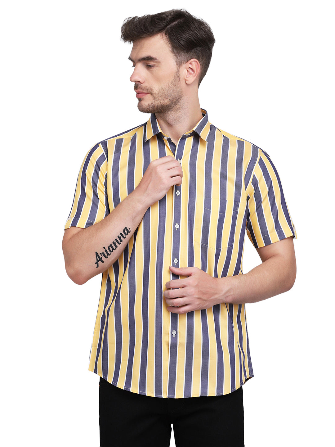 Blue & yellow wider Stripe shirt