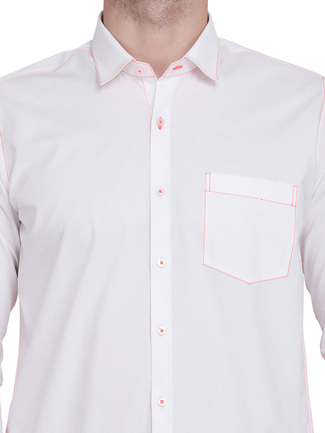 Neon Pink Contrast Stitching detailed men's shirt