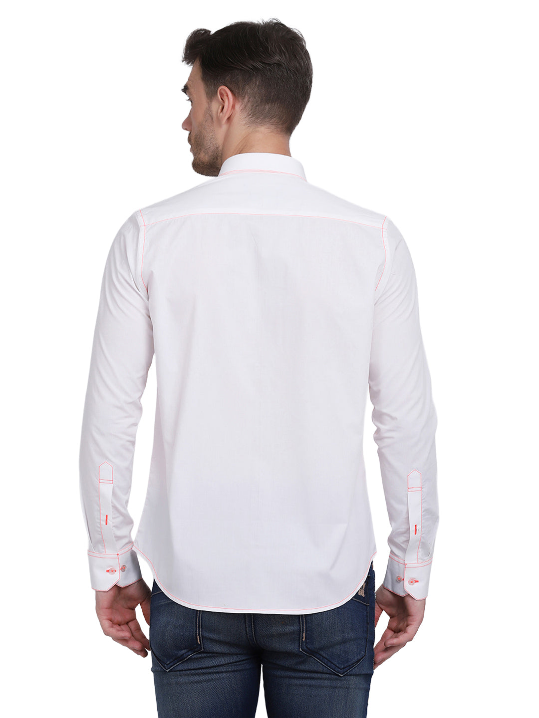 Neon Pink Contrast Stitching detailed men's shirt