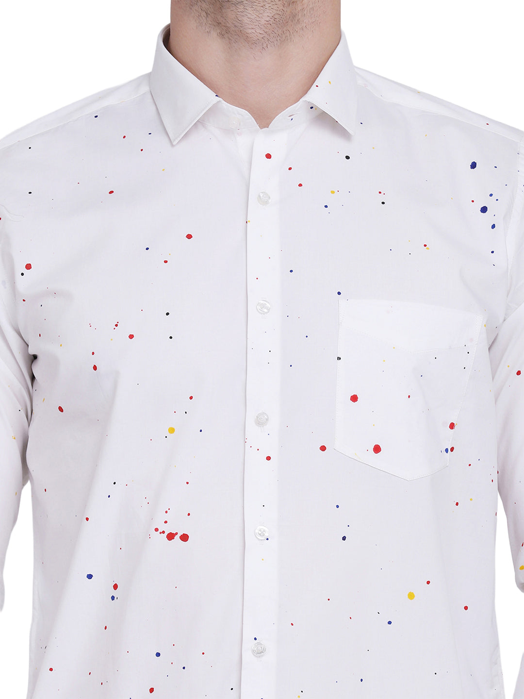 Multicolor hand drop paint casual white shirt