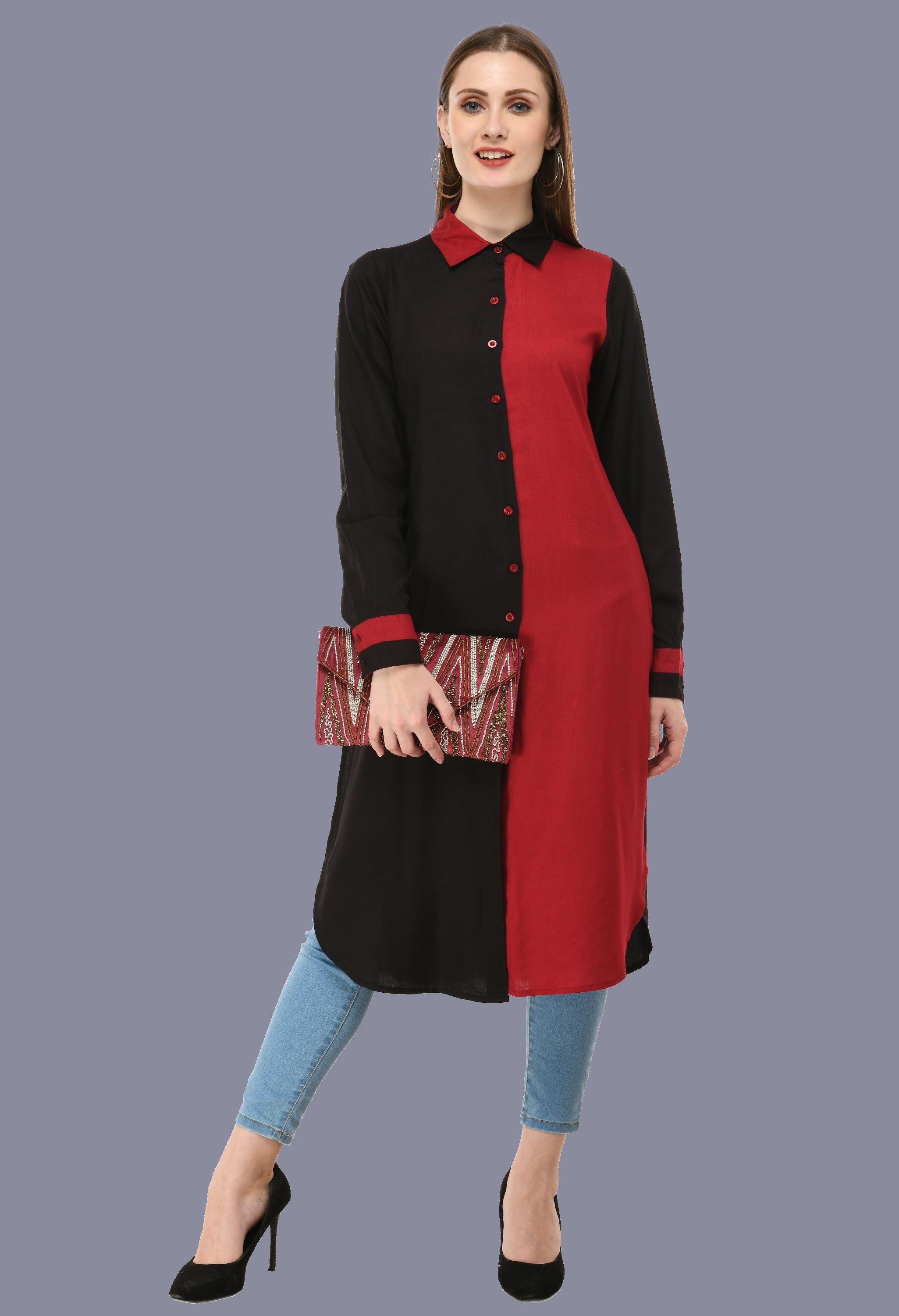 Black & Maroon Kurti