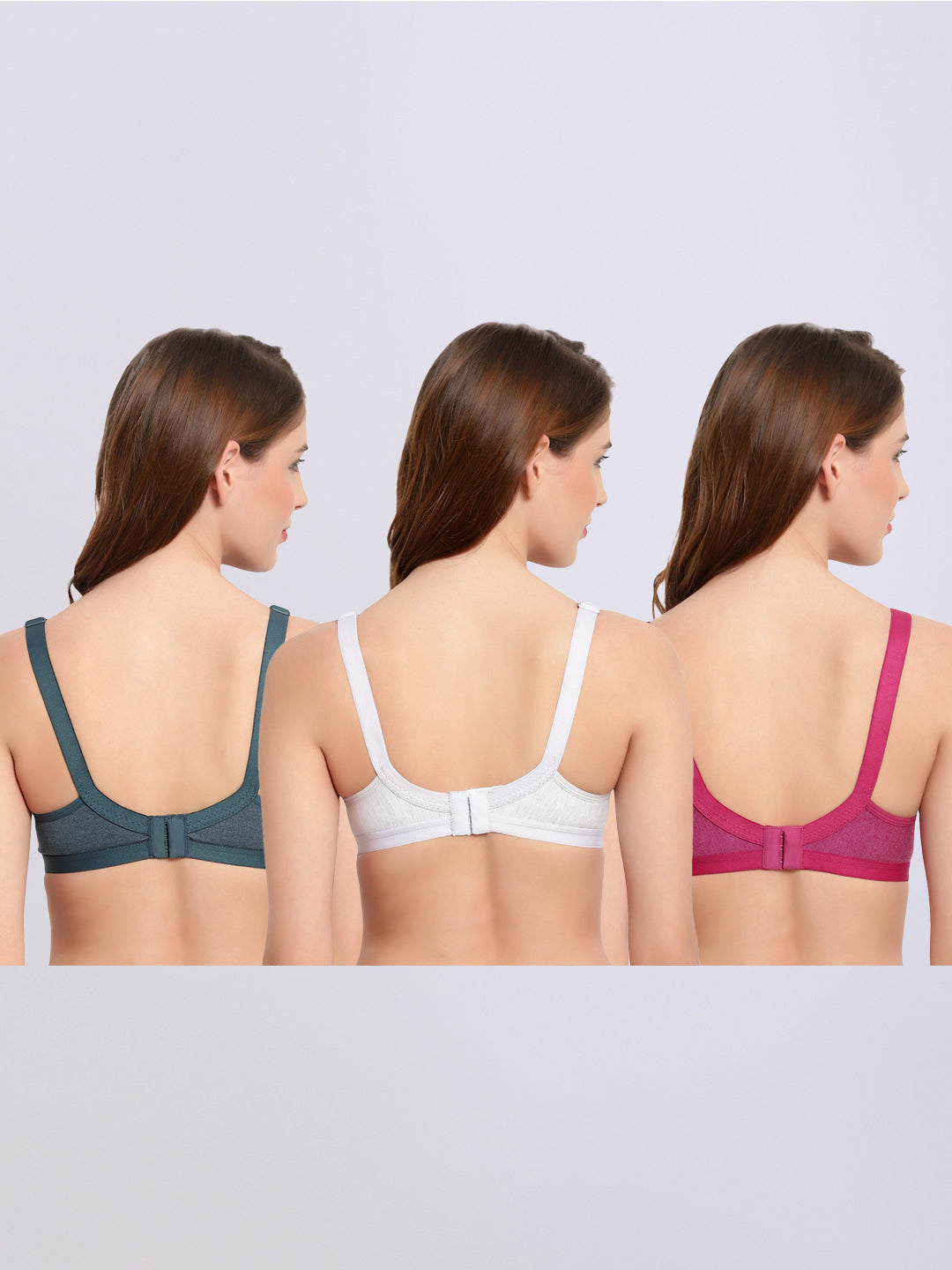 Pack Of 3 Color Double Lair Non-Wired Full Coverup Casual T-Shirt Bra