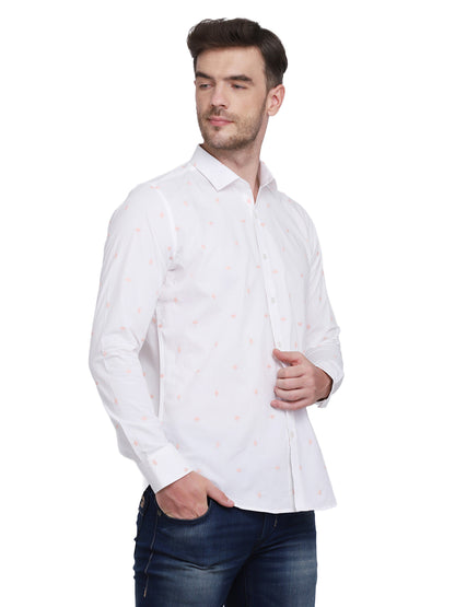 White with floral embroidered shirt Casual/Party Shirt