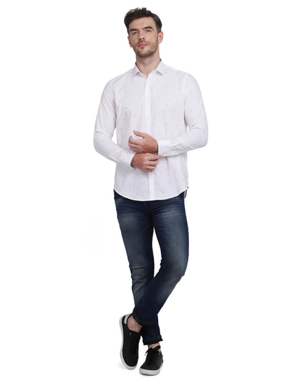 White with floral embroidered shirt Casual/Party Shirt