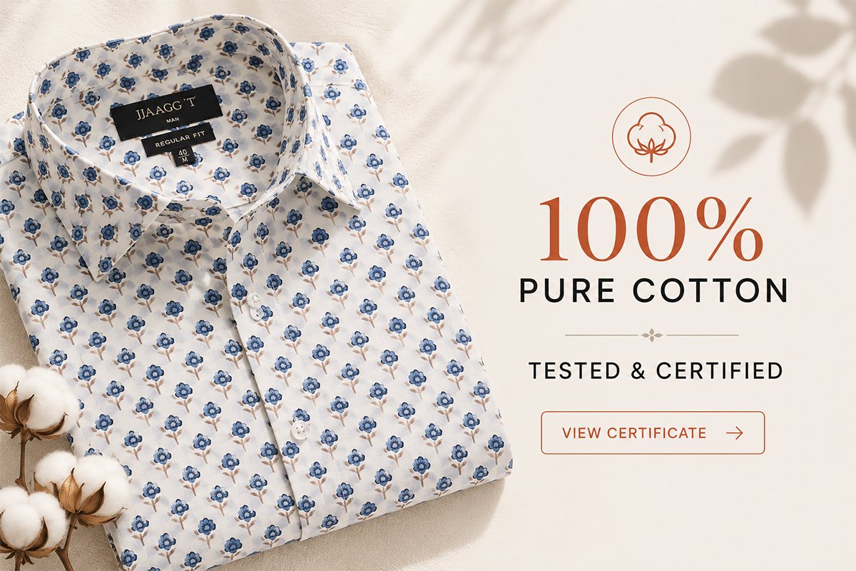 100% pure cotton certified men's shirt