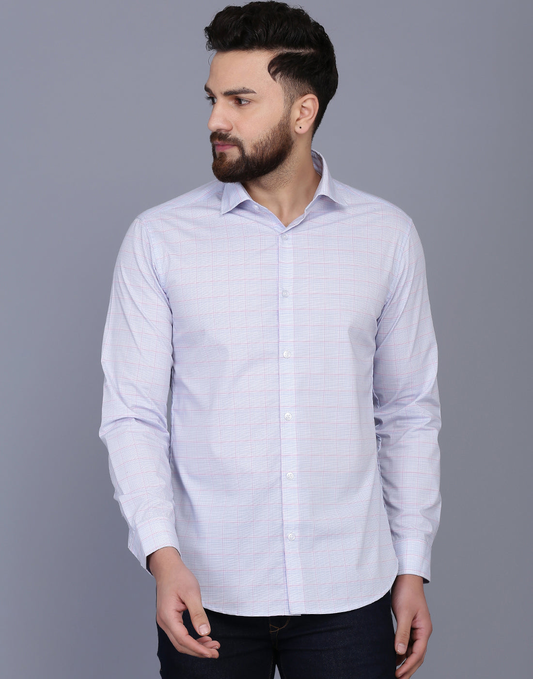 Blue Cotton checkered shirt