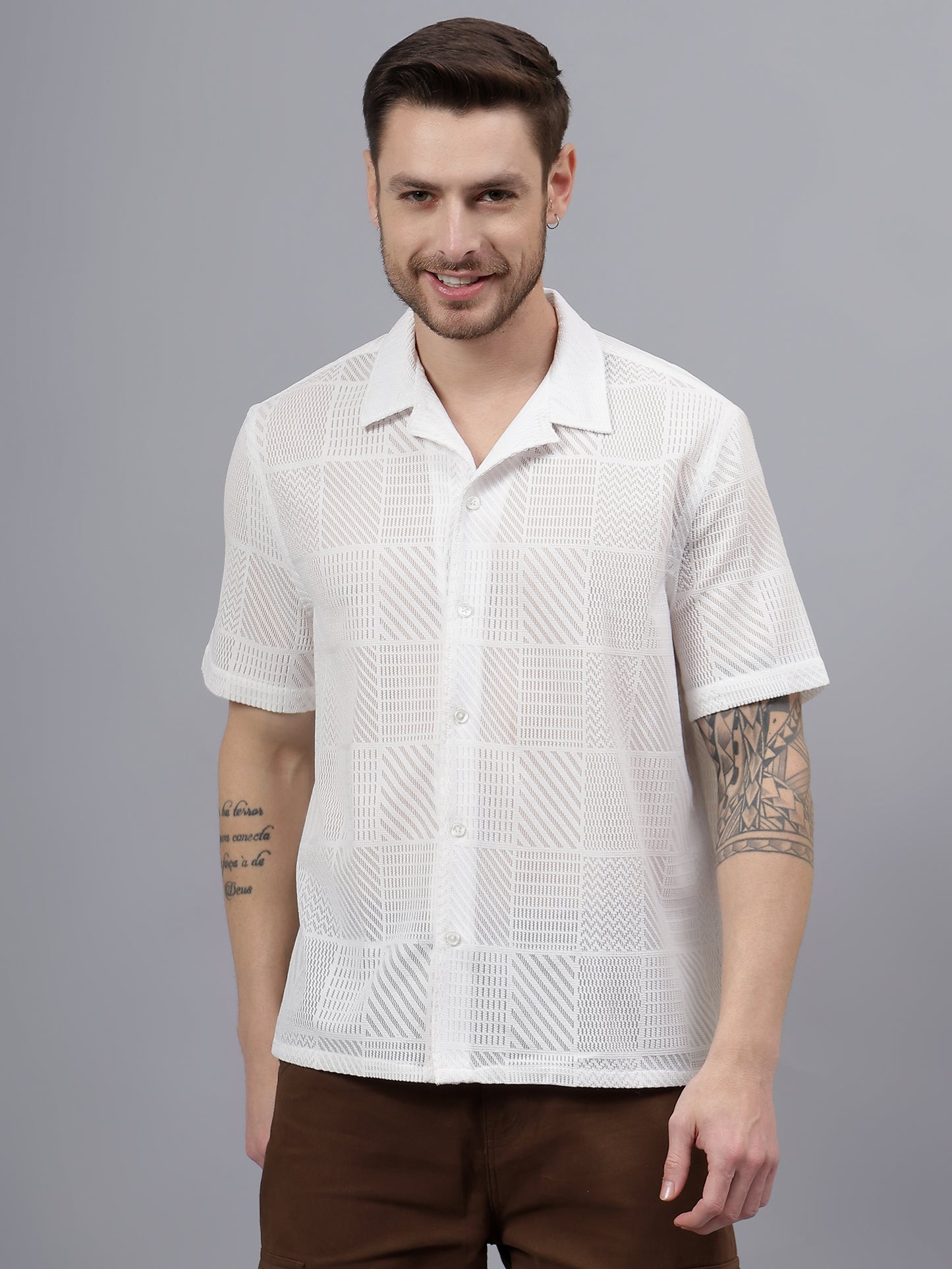 Tile Juq.  Half Sleeve White Trending  Men's Wear Shirt