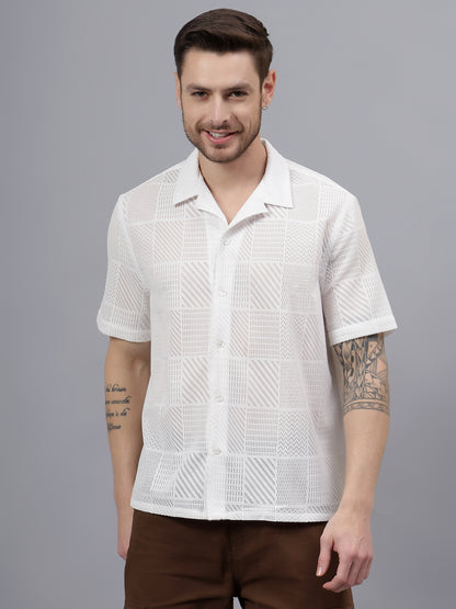 Tile Juq.  Half Sleeve White Trending  Men's Wear Shirt