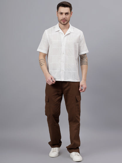 Tile Juq.  Half Sleeve White Trending  Men's Wear Shirt