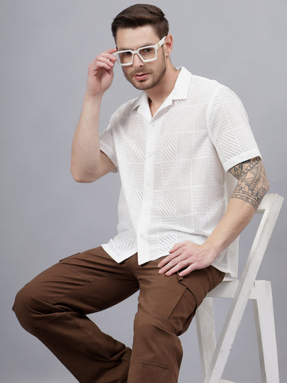 Tile Juq.  Half Sleeve White Trending  Men's Wear Shirt