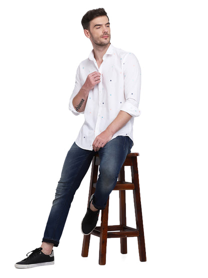 White with embroidered shirt Casual/Party Shirt