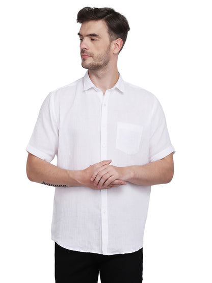 Double Cloth Crinkled Cotton men's Half Sleeves shirt