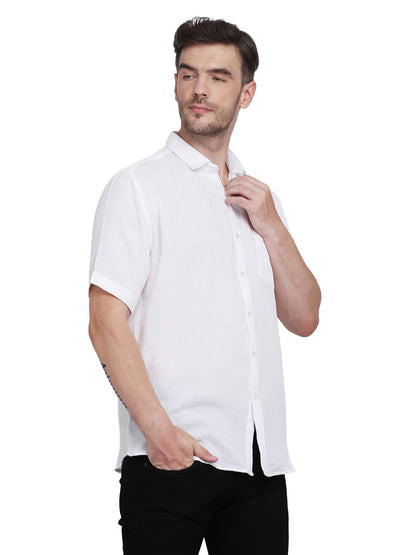 Double Cloth Crinkled Cotton men's Half Sleeves shirt