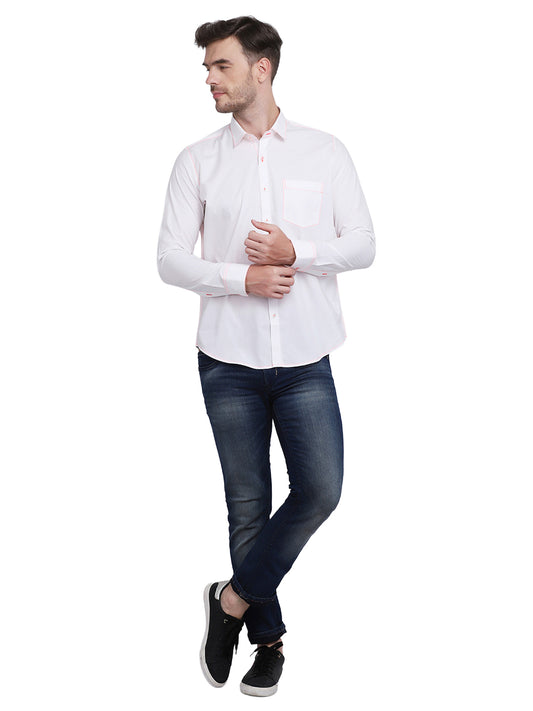 Neon Pink Contrast Stitching detailed men's shirt