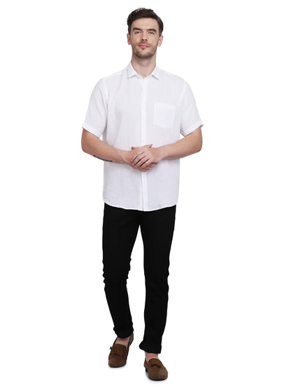 Double Cloth Crinkled Cotton men's Half Sleeves shirt