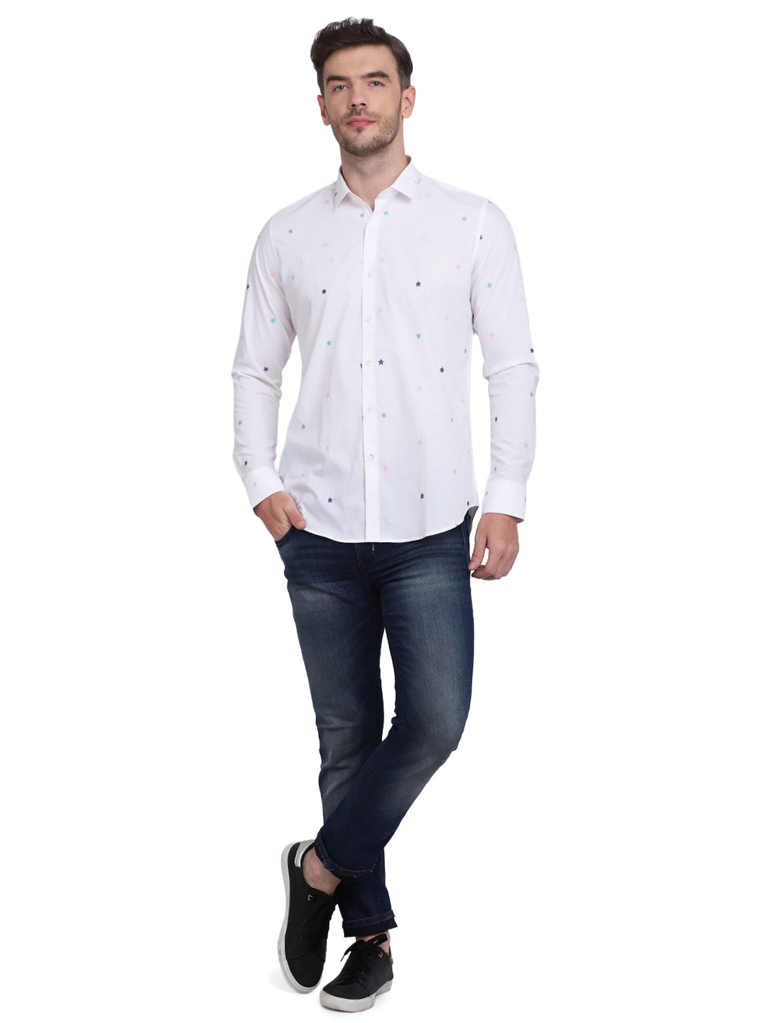 White with embroidered shirt Casual/Party Shirt