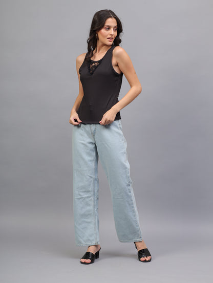 Midnight Lace Ribbed Tank Top