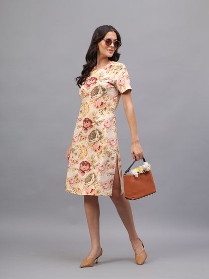 Vintage Rose Floral Party Dress