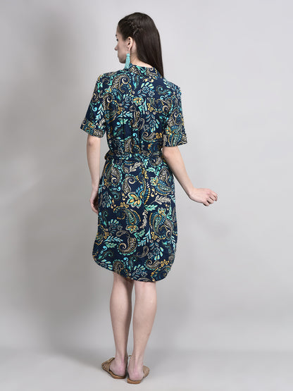 Classic Blue Paisley Shift Dress