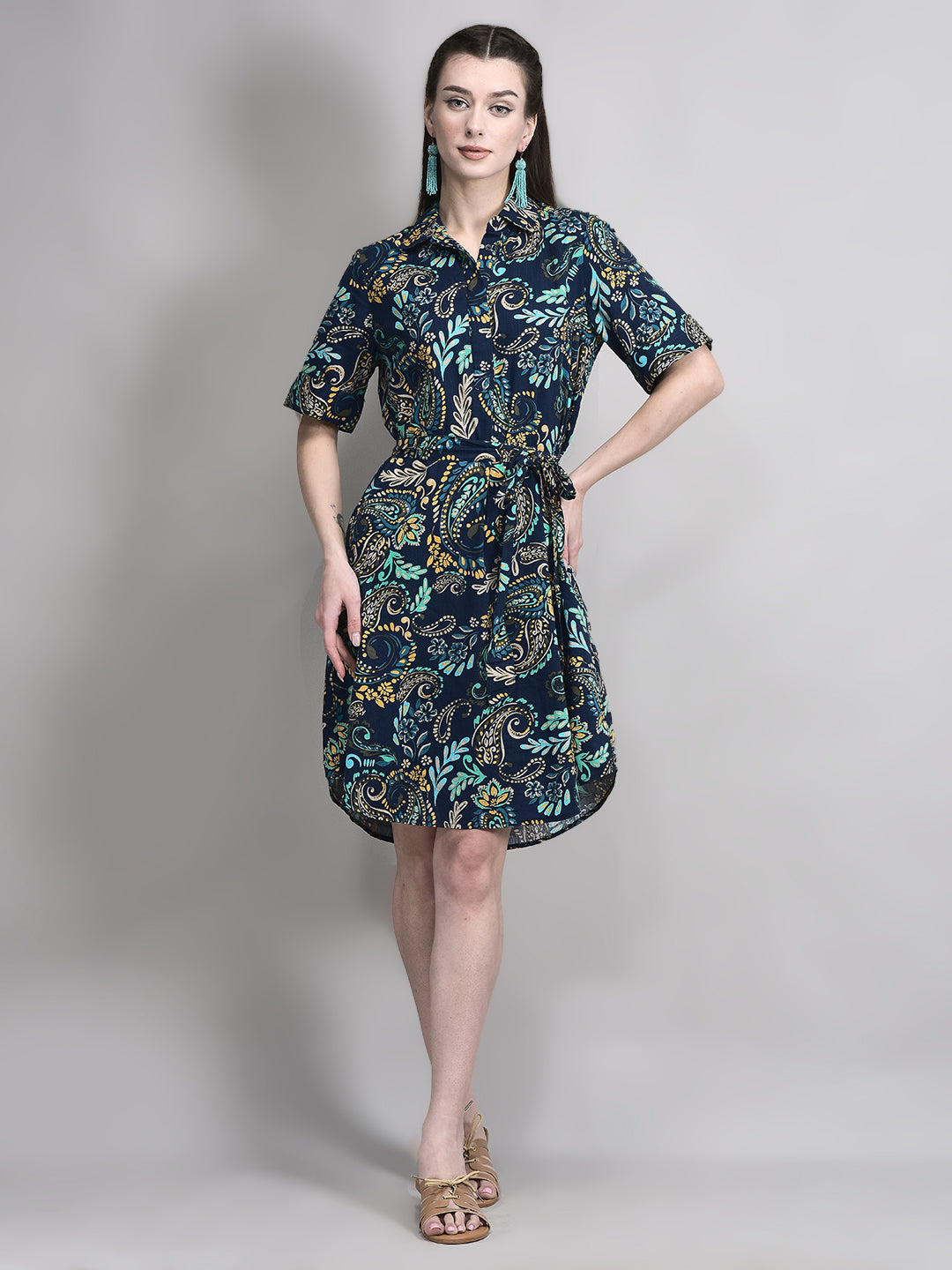 Classic Blue Paisley Shift Dress