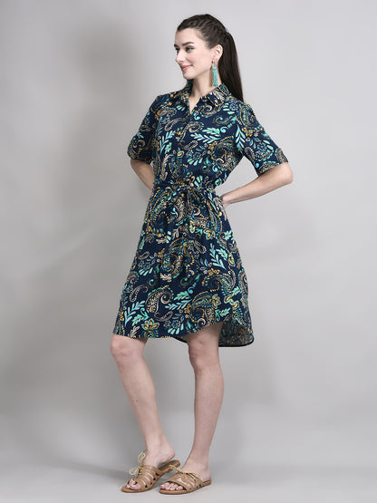 Classic Blue Paisley Shift Dress