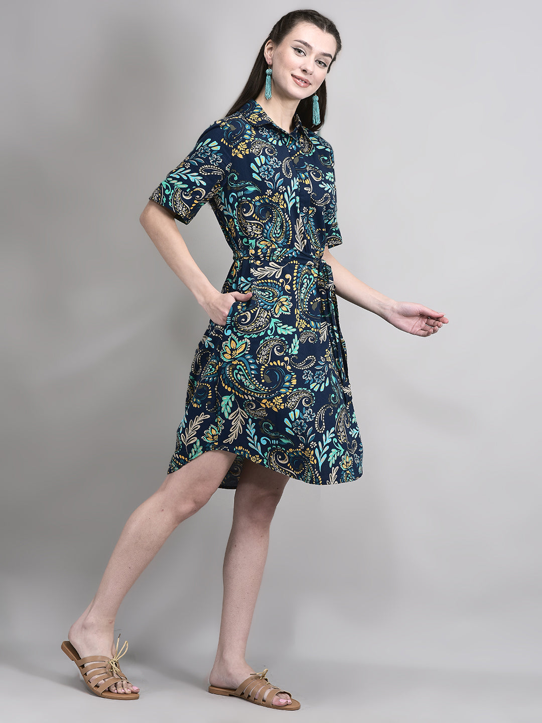 Classic Blue Paisley Shift Dress